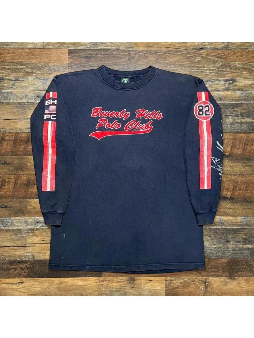 Vintage Beverly Hills Polo Club Long Sleeve XL USA Made Racing Graphic